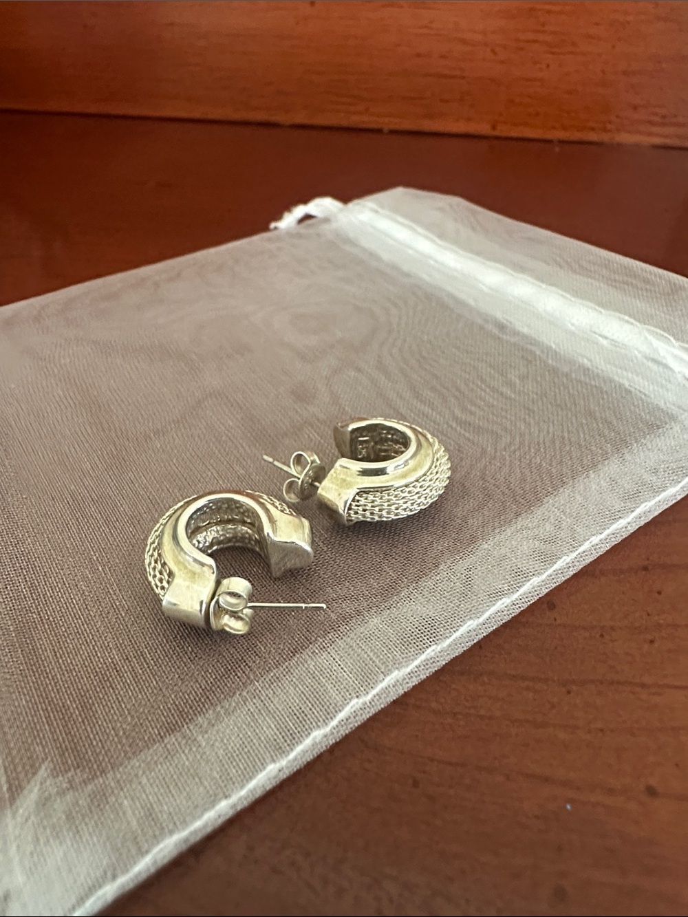Joseph Esposito Mesh Silver 925 Hoop Earrings - Elegant Women’s Jewelry